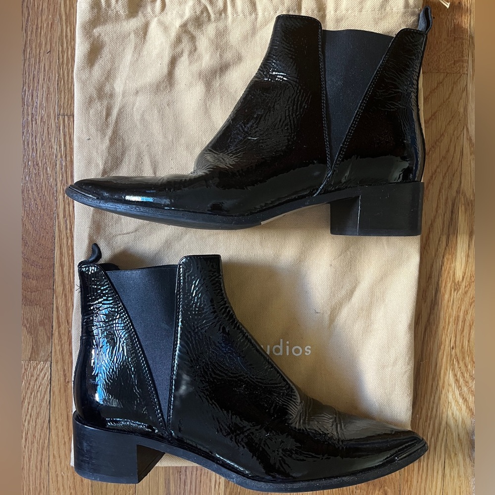 Acne Studios Jensen Chelsea boots in black patent leather